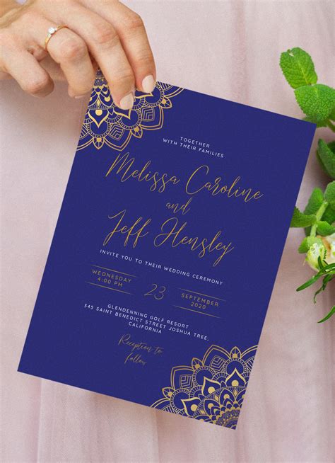 blue and gold invitations